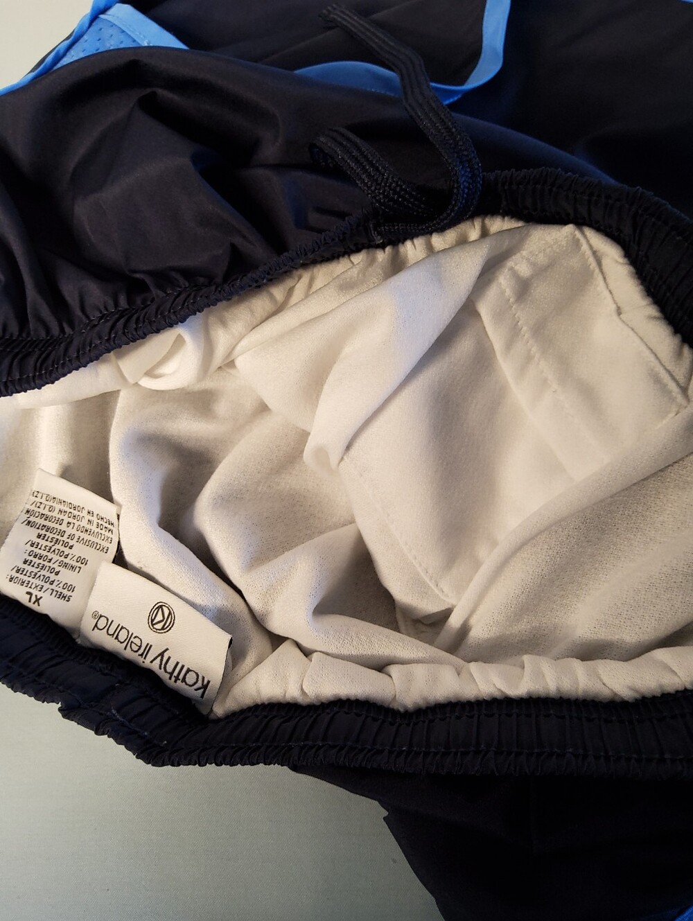 Vintage Navy Athletic Shorts with Light Blue Trim - Picture 7 of 7